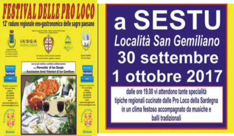 Sestu: festival delle Pro Loco domani e domenica 1° ottobre nelle corti di San Gemiliano