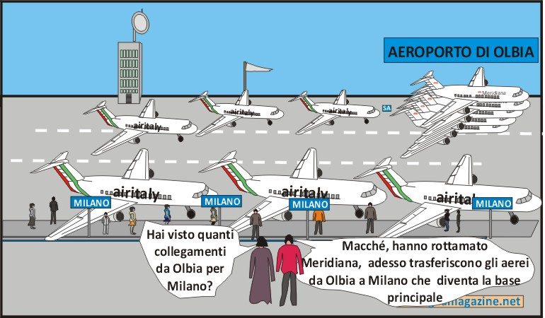“La Vignetta”: Airitaly rottama Meridana e   sbaracca Olbia per MIlano