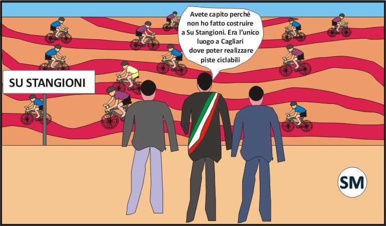 “La vignetta”: Cagliari, Su Stangioni, meglio piste ciclabili che un nuovo quartiere?