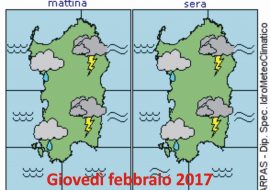 Meteo Sardegna:  Allarme Giallo  per giovedì 9 febbraio 2017