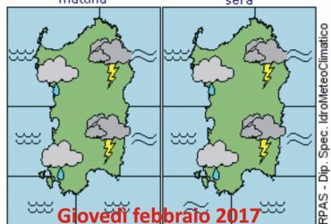 Meteo Sardegna:  Allarme Giallo  per giovedì 9 febbraio 2017