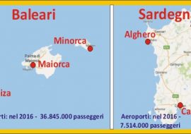 Movimento  passeggeri negli aeroporti sardi insignificante rispetto alle Baleari
