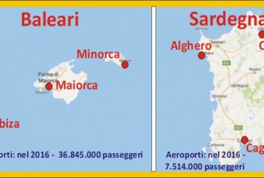 Movimento  passeggeri negli aeroporti sardi insignificante rispetto alle Baleari