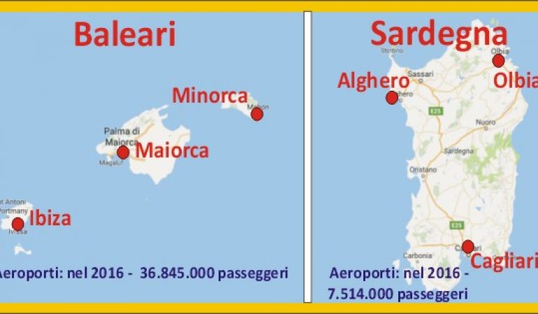 Movimento  passeggeri negli aeroporti sardi insignificante rispetto alle Baleari