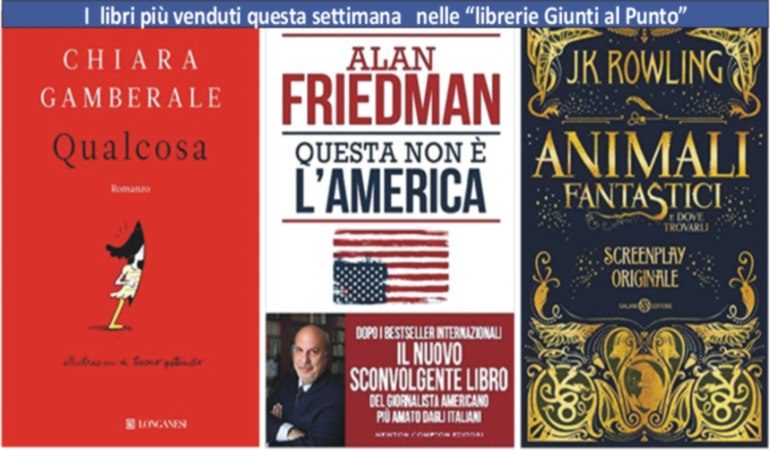 Classifiche dei libri più venduti la scorsa settimana   nelle “Librerie Giunti al Punto”