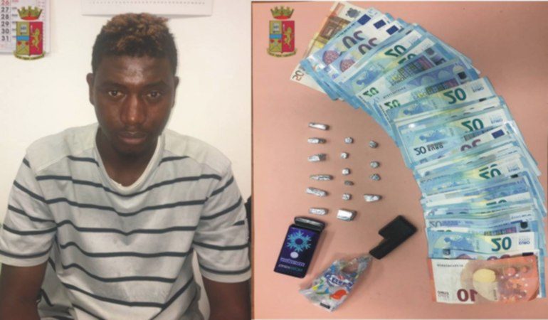 Cagliari: I Falchi arrestano uno spacciatore africano  trovato con  hashish e 1160 euro in contanti