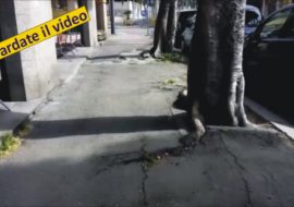 Cagliari, viale Merello,  marciapiedi pericolosi  per i pedoni – VIDEO