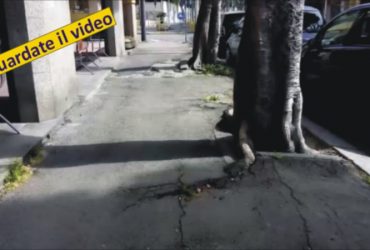 Cagliari, viale Merello,  marciapiedi pericolosi  per i pedoni – VIDEO