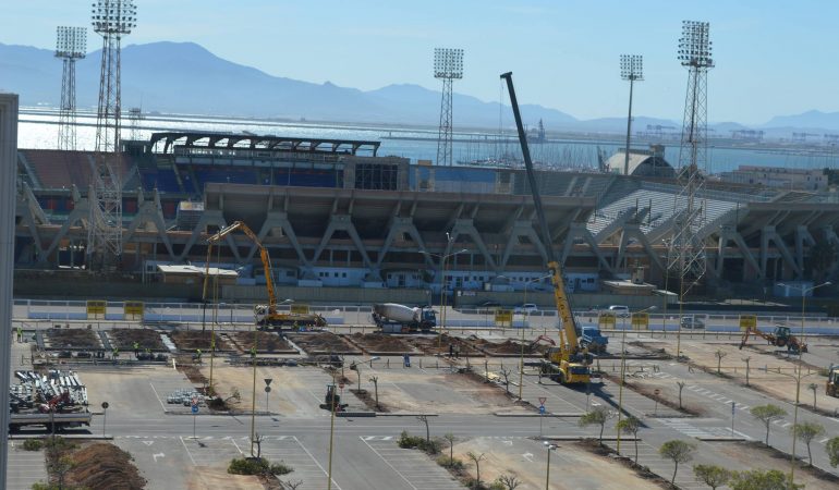 Cagliari Sant’Elia: lavori a pieno ritmo nello stadio provvisorio