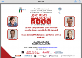 Sbarca a Cagliari il 12 aprile la manifestazione sportiva-educativa per ragazzi “Un Campione per Amico”