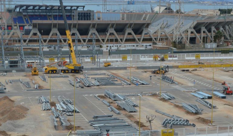 Cagliari: procedono i lavori nello stadio provvisorio