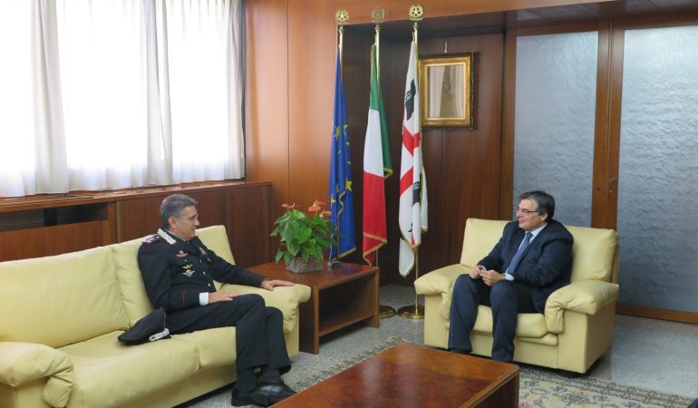 Visita ufficiale in Presidenza della Regione del nuovo Comandante della Legione Carabinieri della Sardegna