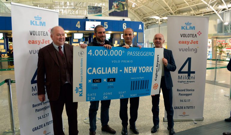 L’Aeroporto di Cagliari festeggia il traguardo dei 4 milioni di passeggeri transitati