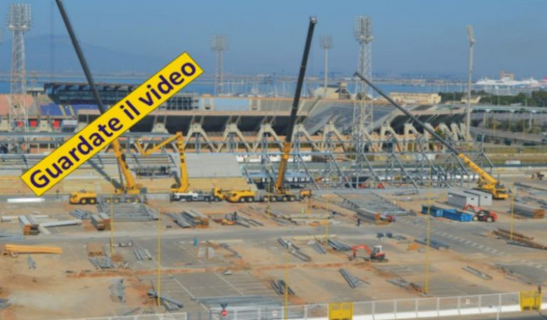Cagliari: Stadio provvisorio “Sardegna Arena” in progress – VIdeo